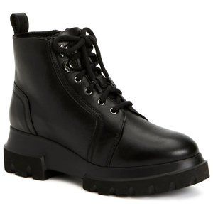 AQUATALIA KACY WEATHERPROOF LEATHER HIKER BOOT BLACK PLATFORM 9 (P9)
